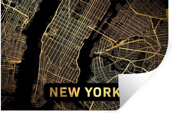 Stickers muraux - New York - Carte - Abstrait - 60x40 cm - Feuille adhésive
