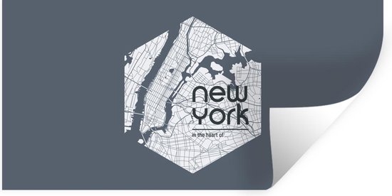Muurstickers - Sticker Folie - New York - Plattegrond - Blauw - 80x40 cm - Plakfolie - Muurstickers Kinderkamer - Zelfklevend Behang - Stadskaart - Zelfklevend behangpapier - Stickerfolie