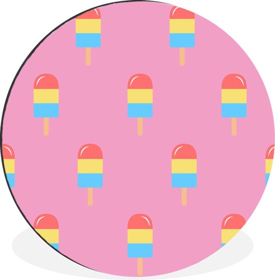 WallCircle - Wandcirkel - Muurcirkel - IJs - Patronen - Roze - Kleuren - Aluminium - Dibond - ⌀ 90 cm - Binnen en Buiten