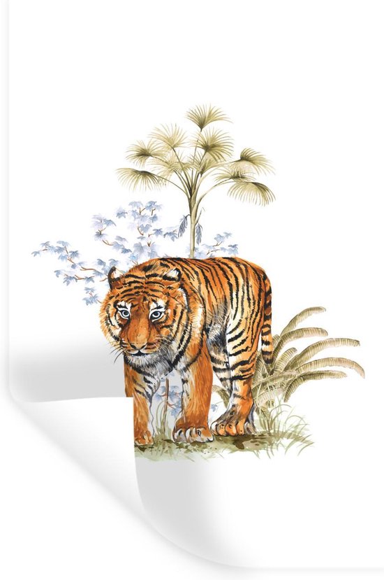Stickers muraux - Tigre - Plante - Image - 80x120 cm - Feuille adhésive