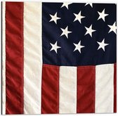 Dibond - Amerikaanse Vlag - 50x50cm Foto op Aluminium (Met Ophangsysteem)