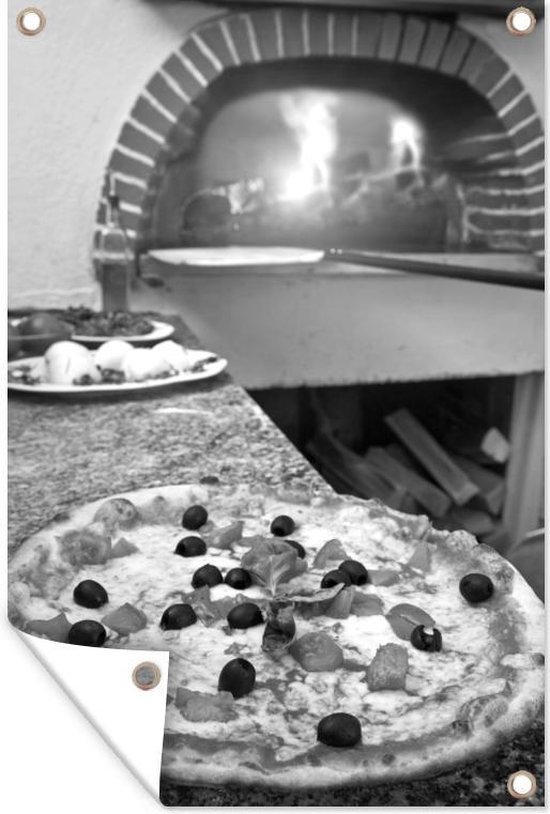 Posters de jardin Pizza du four à pizza - noir et blanc - 60x90 cm | bol.com