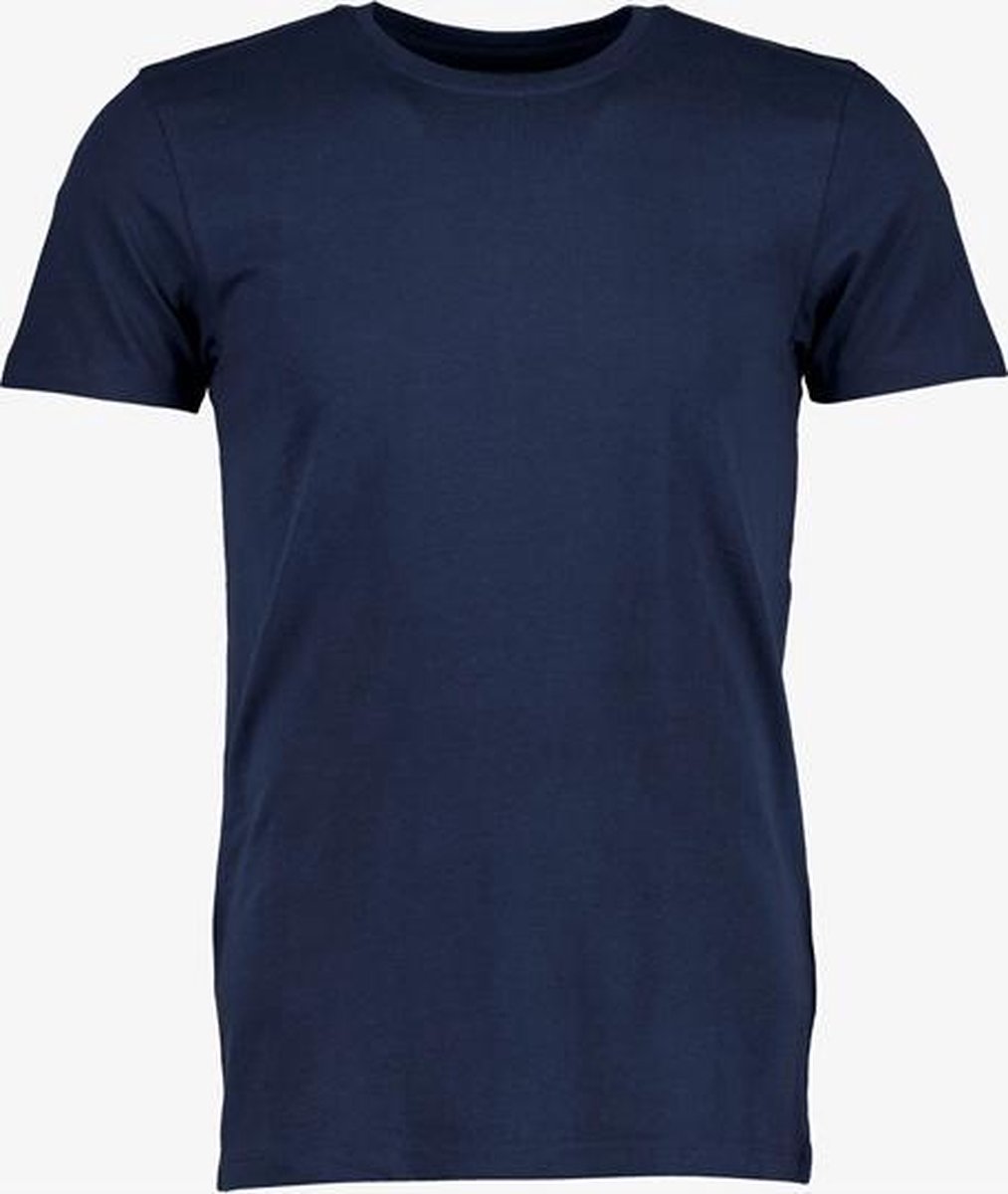 Unsigned heren T-shirt blauw katoen ronde hals - Maat XL