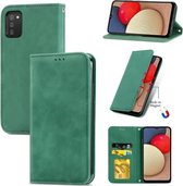 Voor Samsung Galaxy A03s Retro Skin Feel Business Magnetische Horizontale Flip Lederen Case met Houder & Kaartsleuven & Portemonnee & Fotolijst (Groen)