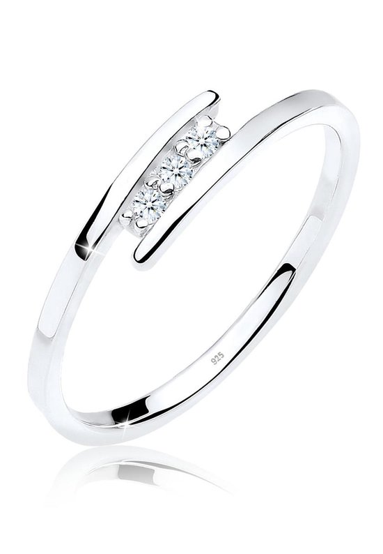 Elli DIAMONDS Dames Ringen Dames Klassiek Elegant met Diamant (0,06 ct.) in 925 Sterling Zilver