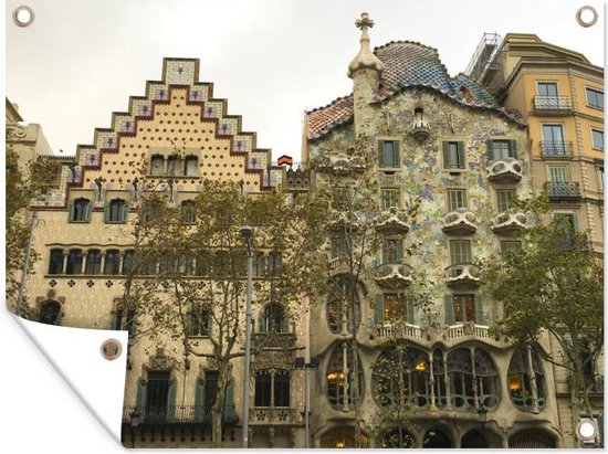 Tuinschilderij Barcelona - Architectuur - Spanje - 80x60 cm - Tuinposter - Tuindoek - Buitenposter