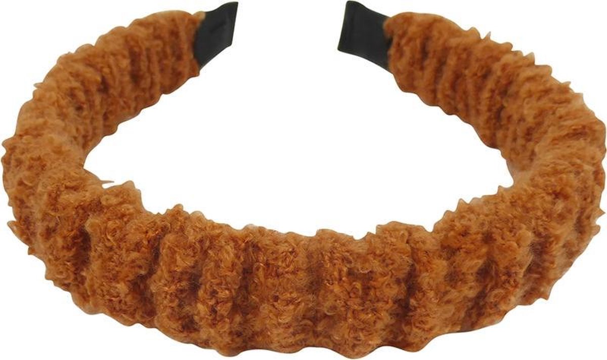 Haarsoires Haarband Diadeem 2,5cm – Gerimpelde Teddy Stof – Oranje Bruin - Comfortabel voor Dames & Meisjes - Universele Maat