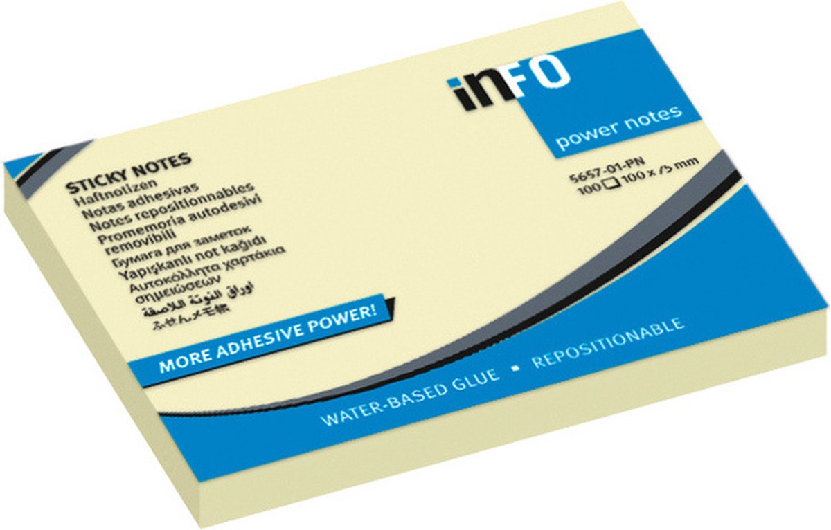 Info sticky notes - Powernotes - 100 vel - 100x75mm - IN-5657-01-PN