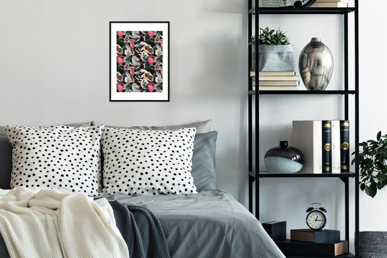 Fotolijst incl. Poster - Tropisch - Roze - Bladeren - 30x40 cm - Posterlijst