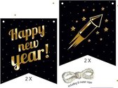 vlaggenlijnkit 'happy new year' 8 meter 5-delig