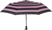 paraplu Mini 98 cm automatisch strepen dames roze/zwart