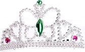 mini-tiara zilver/groen meisjes 10x6 cm