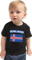 Iceland baby shirt met vlag zwart jongens en meisjes - Kraamcadeau - Babykleding - IJsland landen t-shirt 80