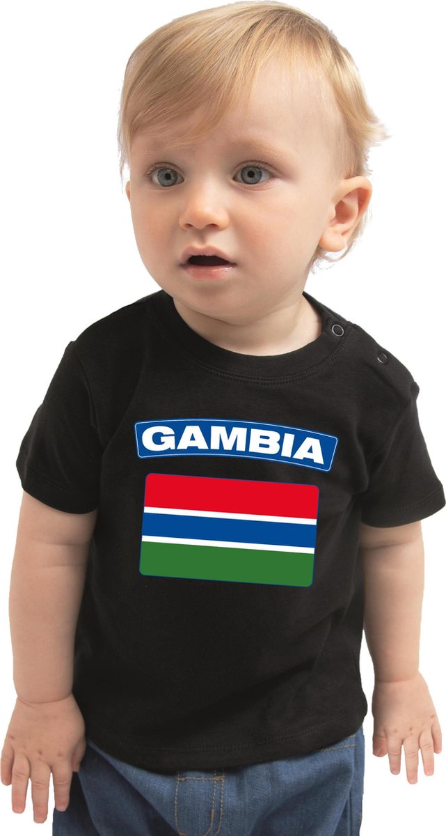 Gambia baby shirt met vlag zwart jongens en meisjes - Kraamcadeau - Babykleding - Gambia landen t-shirt 68