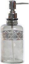 Zeeppompje/zeepdispenser grijs transparant glas 400 ml - Badkamer/keuken zeep dispenser