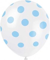 ballonnen stippen 30 cm 6 stuks wit/blauw