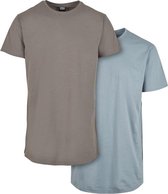 Urban Classics Heren Tshirt -S- Pre-Pack Shaped Long Grijs/Blauw