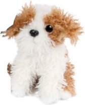 knuffelhond junior 19 cm pluche wit/bruin