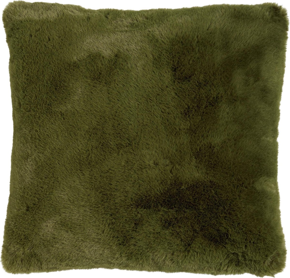 Dutch Decor ZAYA - sierkussen 45x45 cm - bontlook - effen kleur - Chive - groen - Inclusief binnenkussen - Luxe kussens voor woonkamer & bank Olijfgroen