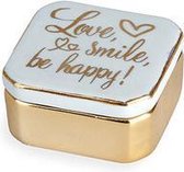 ringhouder Love 13 x 18 cm porselein blauw/goud
