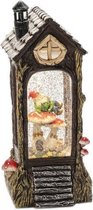 lantaarn kabouter met paddenstoelen 29 cm bruin