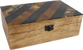 opbergbox "Imke" 27x24,5x9 cm hout naturel/zwart