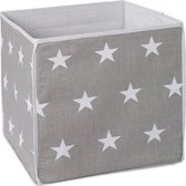 opbergmand Little Stars 34 x 34 cm polykatoen grijs/wit