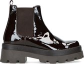Sacha - Dames - Donkerbruine chelsea boots van lakleer - Maat 38