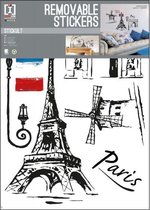 muursticker Paris 50 x 70 cm vinyl zwart/wit