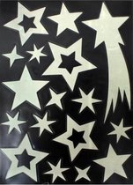 stickerset sterren Glow in Dark 29,5 x 40 cm wit