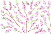 muursticker Peach Branches XL roze/groen 20-delig