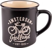 mok Amsterdam Holland 10 cm 300 ml keramiek cr√®me/zwart