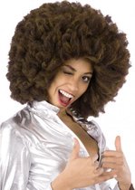 pruik Afro 40 cm synthetisch bruin one-size