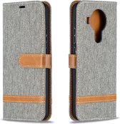 Denim Book Case - Nokia 5.4 Hoesje - Grijs