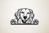 Wanddecoratie - Golden Retriever met pootjes - S - 35x60cm - Zwart - muurdecoratie - Line Art