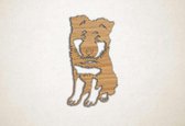 Wanddecoratie - Puppy Duitse Herder - XS - 30x17cm - Eiken - muurdecoratie - Line Art
