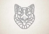 Line Art - Hond - Shiba Inu - S - 52x45cm - EssenhoutWit - geometrische wanddecoratie