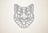 Line Art - Chien - Shiba Inu - S - 52x45cm - AshwoodWhite - décoration murale géométrique