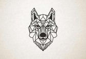 Line Art - Wolf 9 - XS - 30x21cm - Zwart - geometrische wanddecoratie