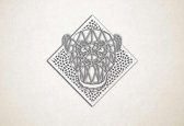 Line Art - Aap 1 met achtergrond - S - 45x45cm - EssenhoutWit - geometrische wanddecoratie