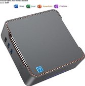 ACEPC - 4K HD - Mini Desk Computer - 6GB RAM - 128GB + 480GB SSD Opslaggeheugen - Intel J4125 - Grijs - Windows 10 Pro - incl. Office 2019 Home & Student t.w.v. €149! (Word, Excel, PowerPoint