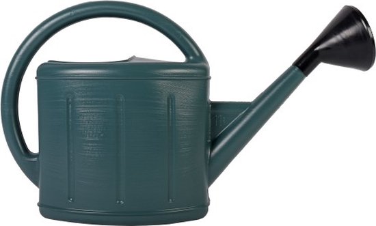Arrosoir vert foncé de 11 litres avec bec noir.