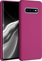 kwmobile telefoonhoesje geschikt voor Samsung Galaxy S10 Plus / S10+ - Hoesje met siliconen coating - Smartphone case in frambozenroze