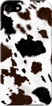Apple iPhone SE Telefoonhoesje - Premium Hardcase Hoesje - Dun en stevig plastic - Met Dierenprint - Koeien Patroon - Donkerbruin
