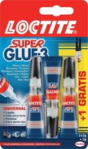 Loctite secondelijm Super Glue Universal, 2 + 1 gratis, op blister