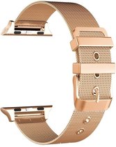 Compatible apple watch bandje - By Qubix - Milanese met gesp bandje - Champagne goud - Geschikt voor Apple Watch 42mm / 44mm / 45mm - Apple watch series 3/4/5/6/7