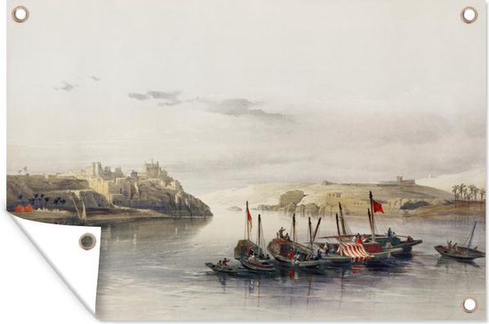 Tuinposter - Tuindoek - Tuinposters buiten - General view of Esouan and the Island of Elephantine - David Roberts - 120x80 cm - Tuin
