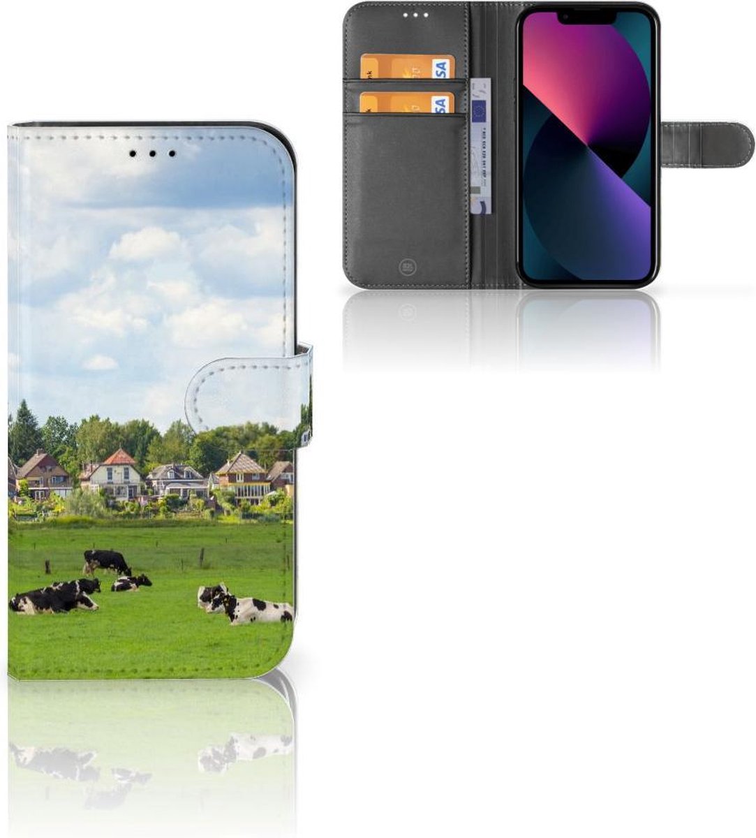 Book Case voor Apple iPhone 13 Telefoonhoesje met Pasjes Koeien