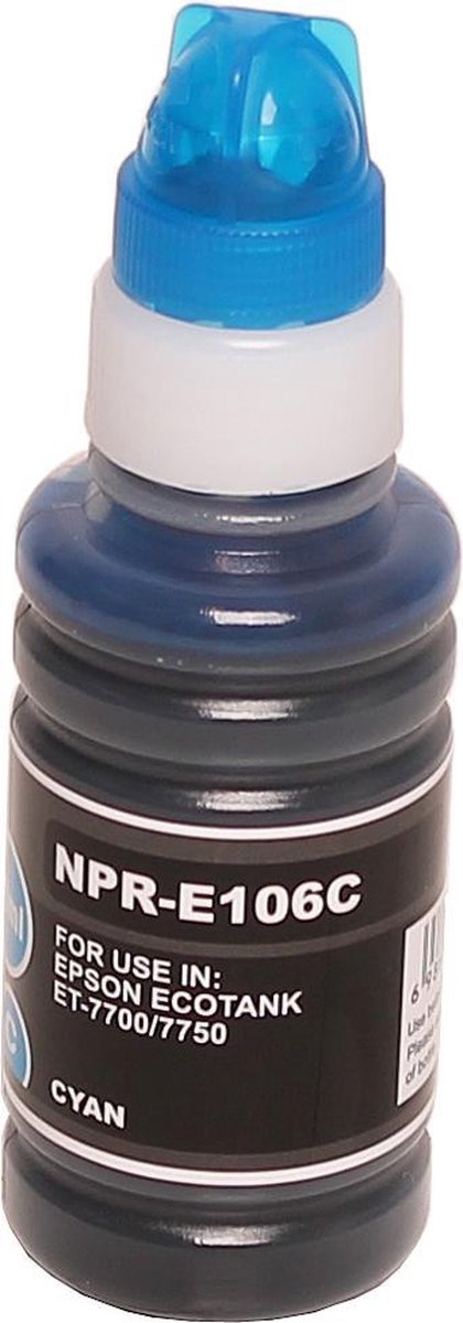 ABC huismerk navulflesje voor Epson 106 cyan geschikt voor EcoTank ET7700 ET7750