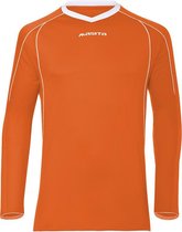 Masita | Sportshirt Heren Lange Mouw - Striker Voetbalshirt Fitness Shirt- Hardloopshirt Heren - Wedstrijdshirt - sneldrogend - ORANGE/WHITE - 152